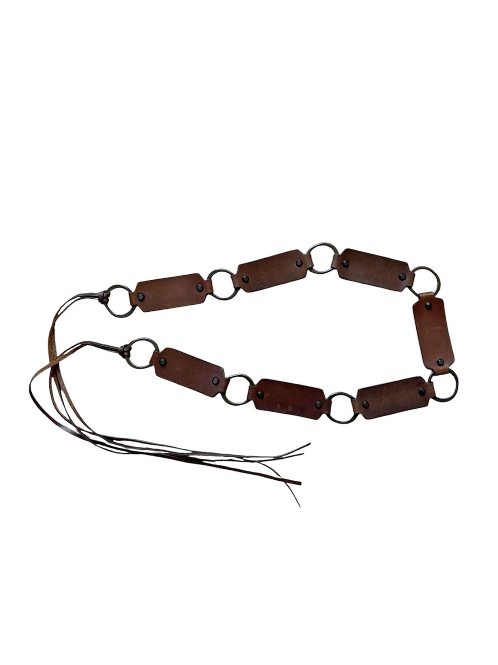 Vintage Y2K American Eagle Dark Brown Leather Ring Belt Boho Festival M/L